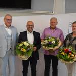 Landrat Götz Ulrich (v.l.) mit dem Kreistagsvorsitzenden Andy Haugk und dessen Stellvertretern Uwe Kraneis und Dr. Karin Reglich