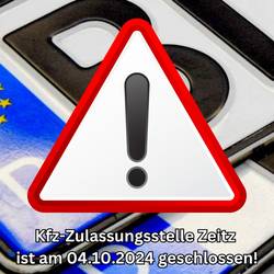 Zulassungsstelle geschlossen © Pressestelle Burgenlandkreis Die Kfz-Zulassungsstelle in Zeitz muss am 4. Oktober geschlossen bleiben.